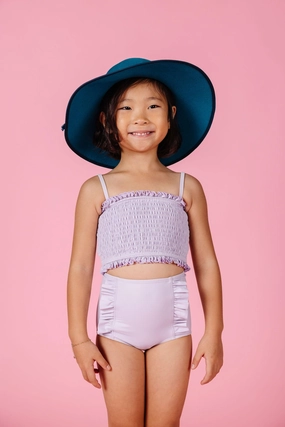Cotton Purple | Mini Bandeau Top girls full coverage swimwear, kids swimwear for pool