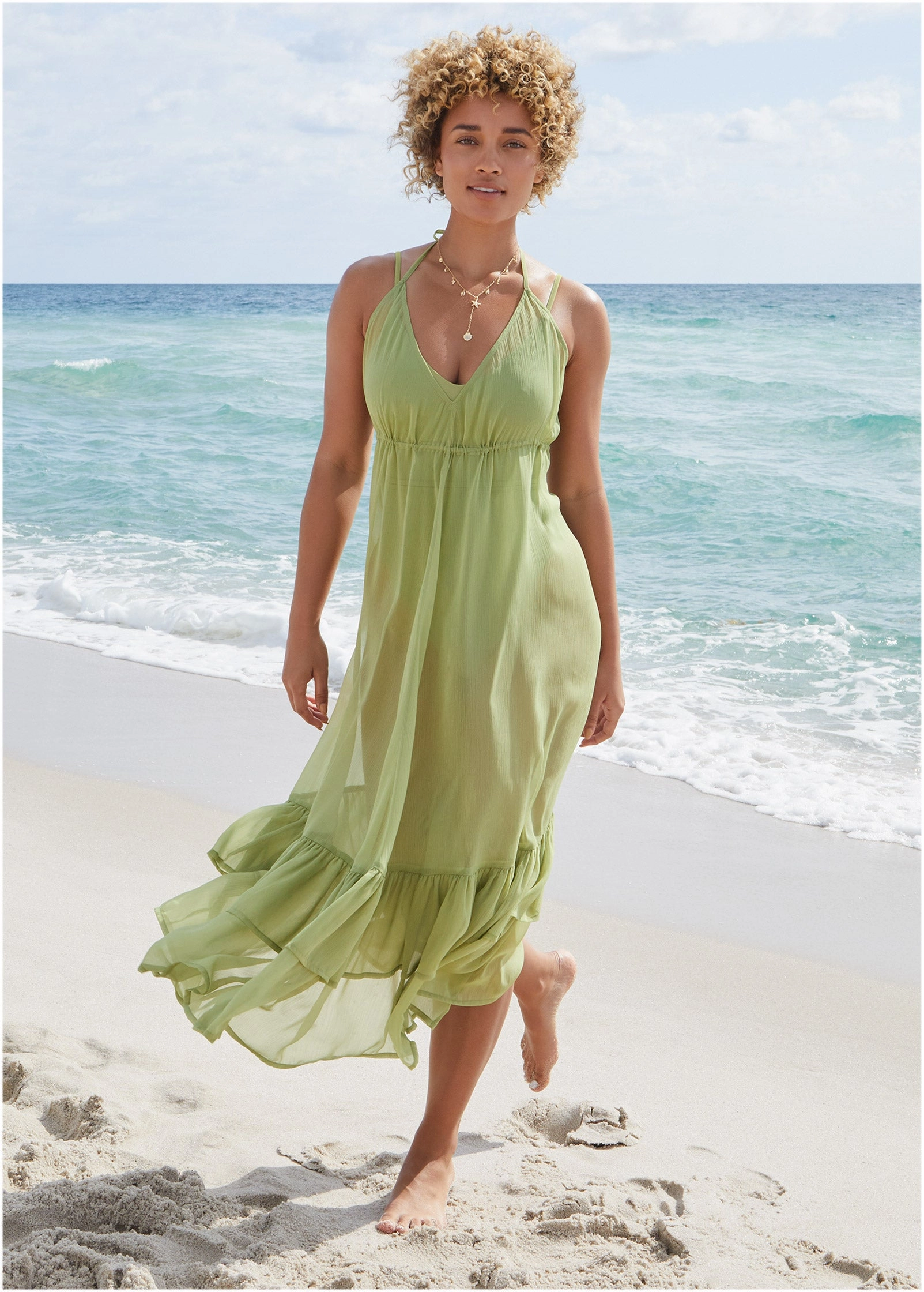 Cover Up Dress - Mosstone swimwear with tummy control, elegant swimsuits for women