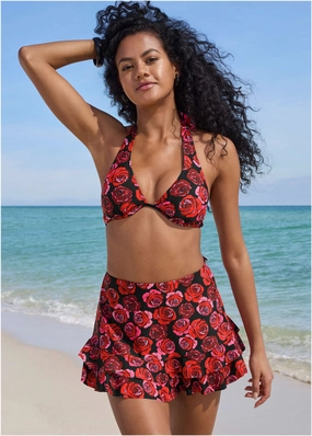 Cover-Up Mini Skirt - Rose Garden everyday swimwear for women, casual swim outfits ladies
