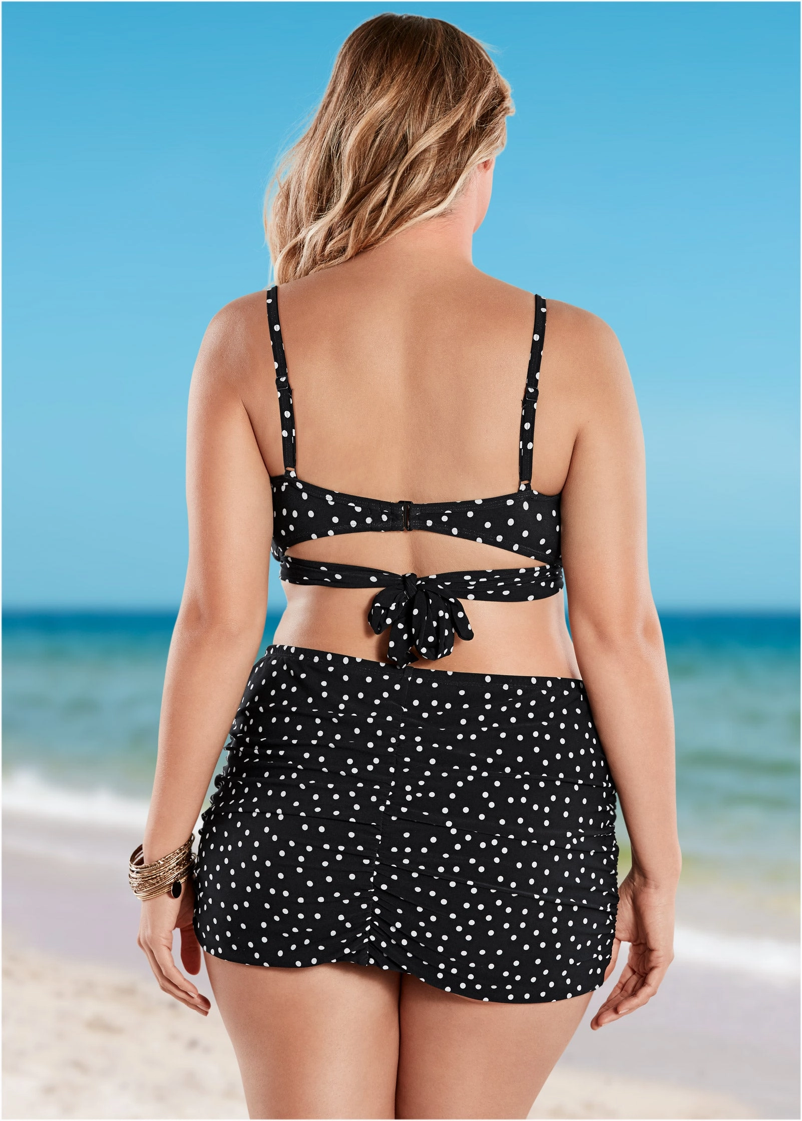 Criss Cross Wrap Top - Black Vintage Dot