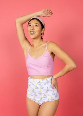 Croc | Extended High-Waisted Bottoms elastic waistband swim bottoms, mix-and-match bikini bottoms