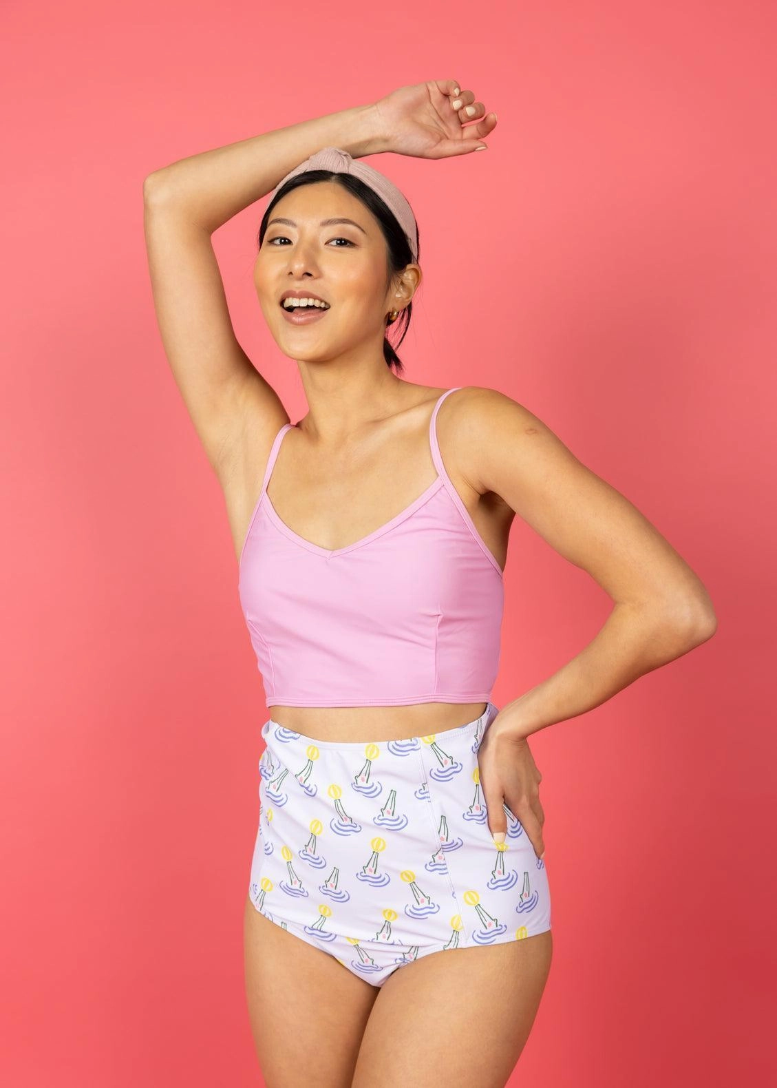 Croc | Extended High-Waisted Bottoms elastic waistband swim bottoms, mix-and-match bikini bottoms