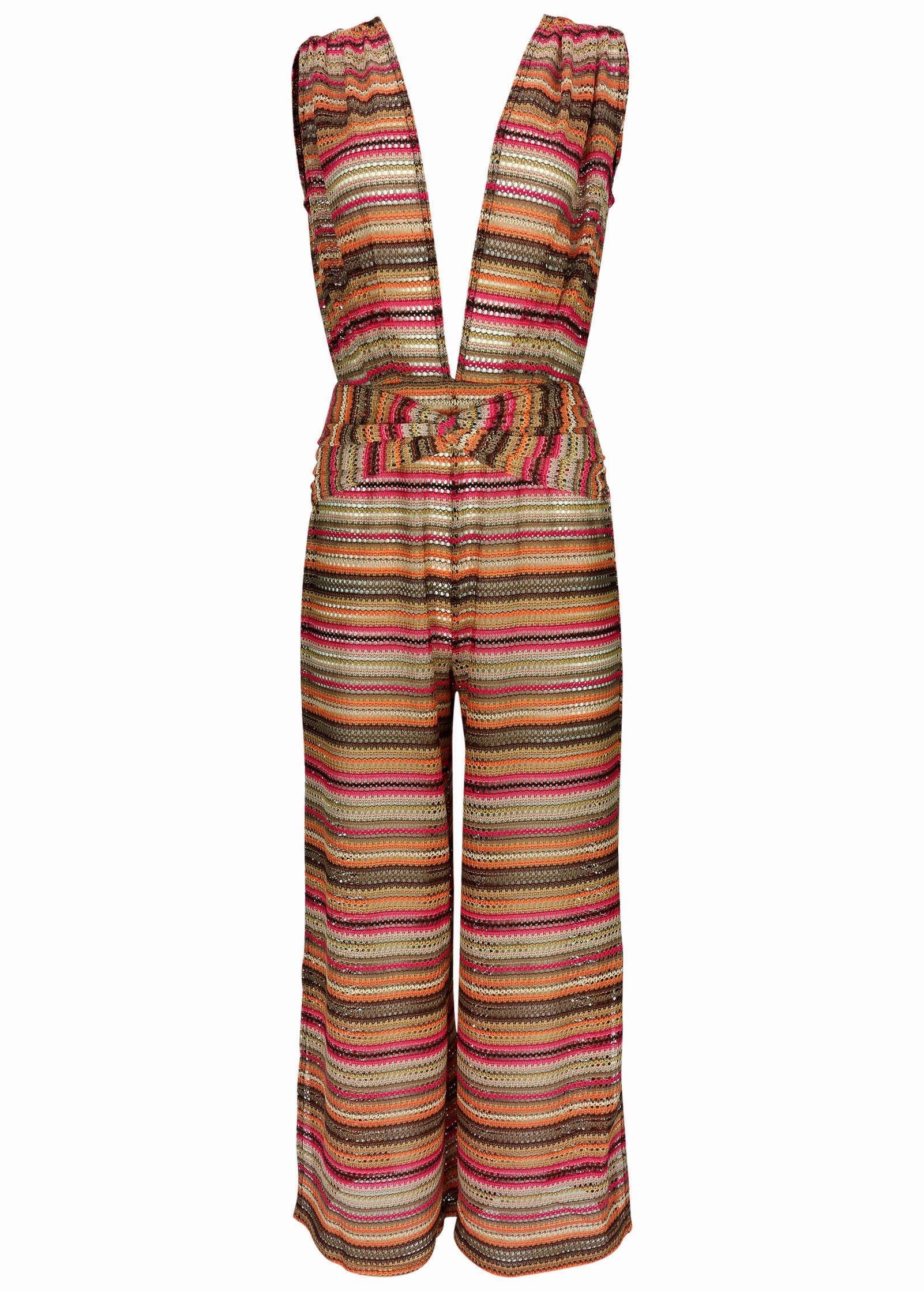 Crochet Cover-Up Jumpsuit - Raspberry Multi