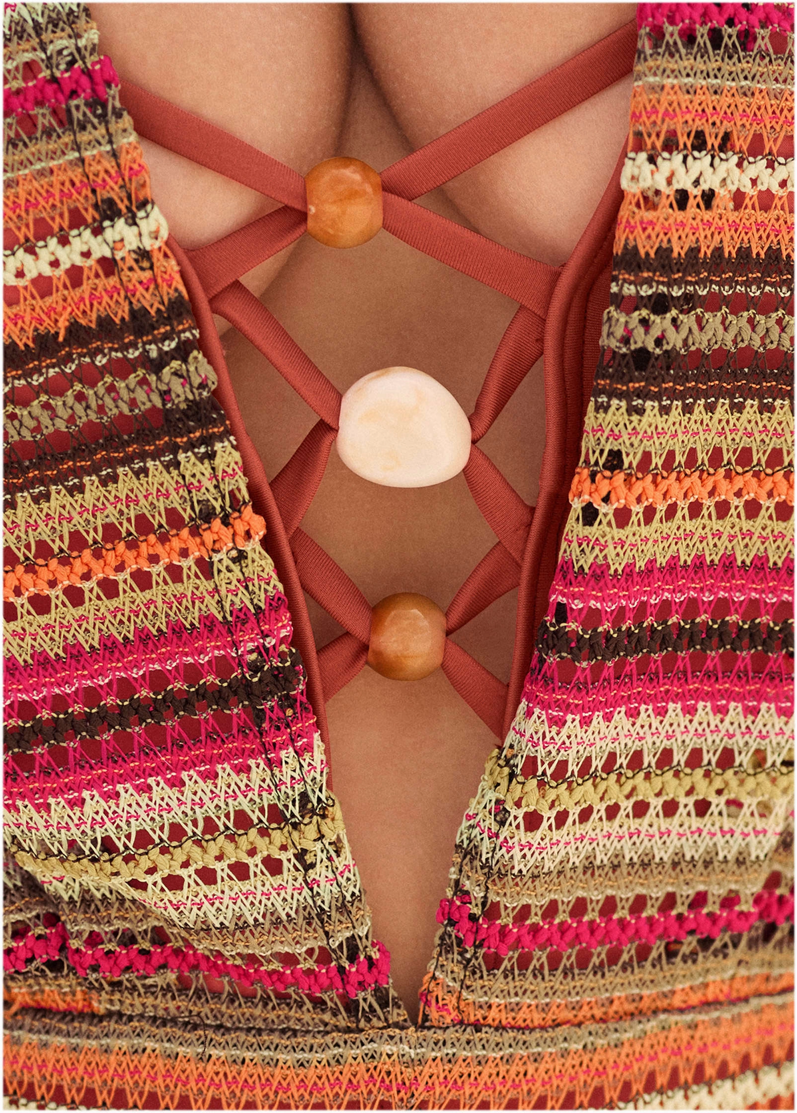 Crochet Cover-Up Jumpsuit - Raspberry Multi