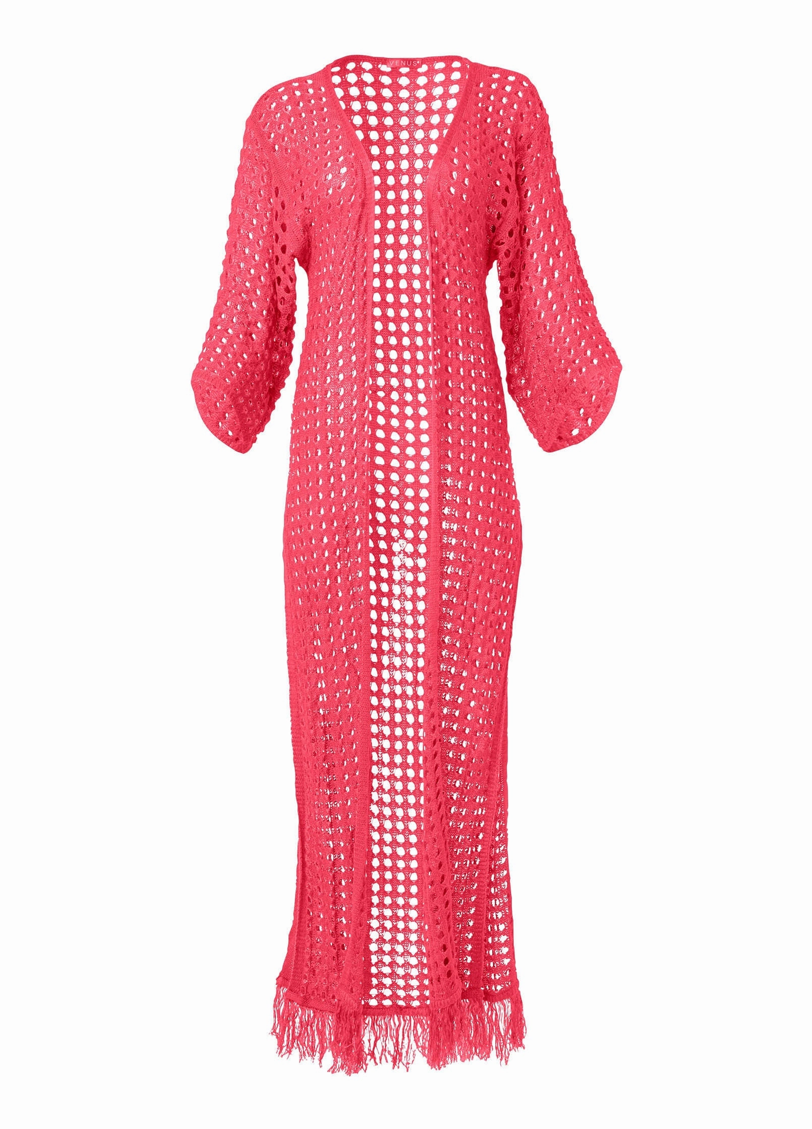 Crochet Kimono Cover-Up - Sunset Pink