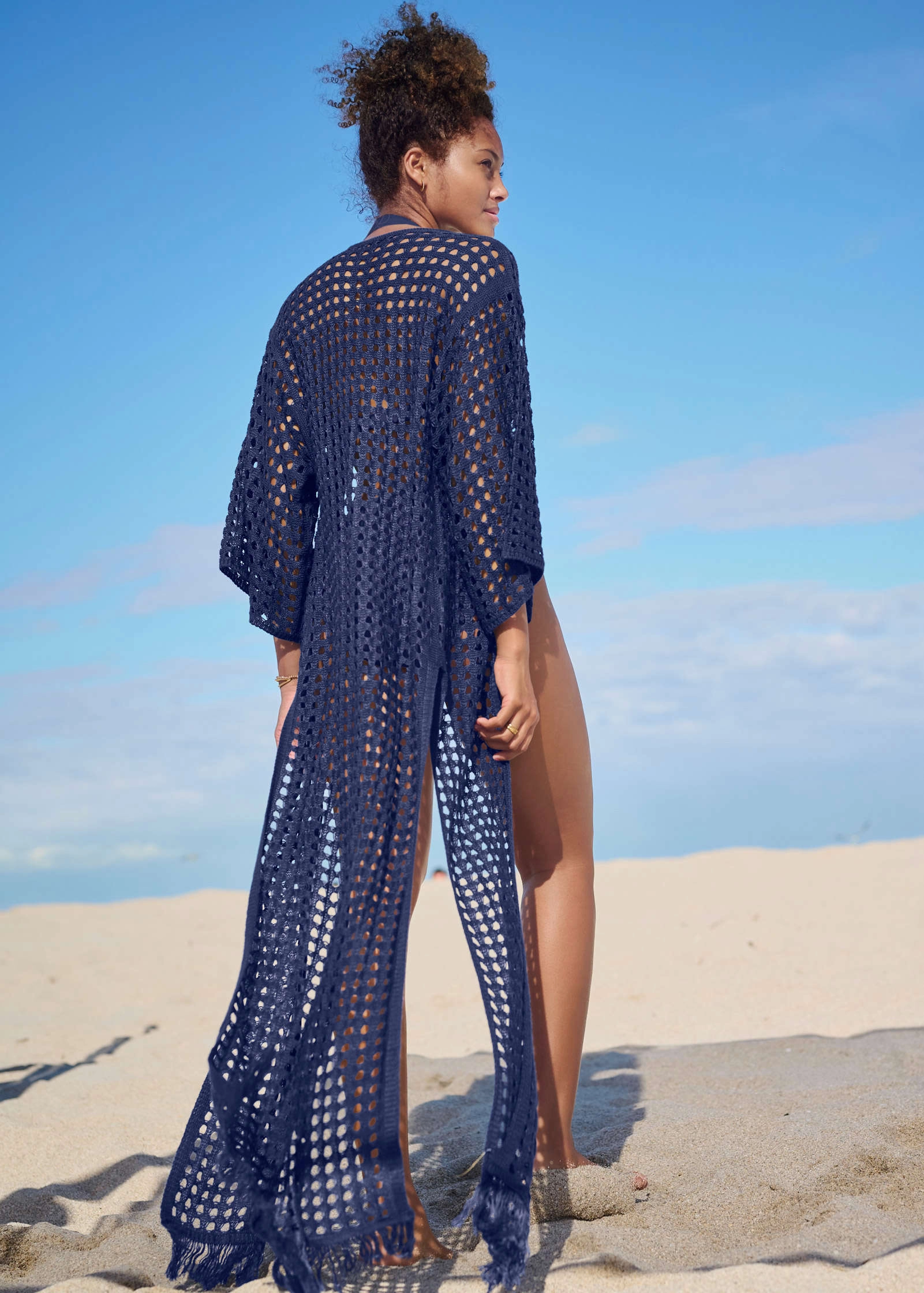 Crochet Kimono Cover-Up - Ultramarine Blue
