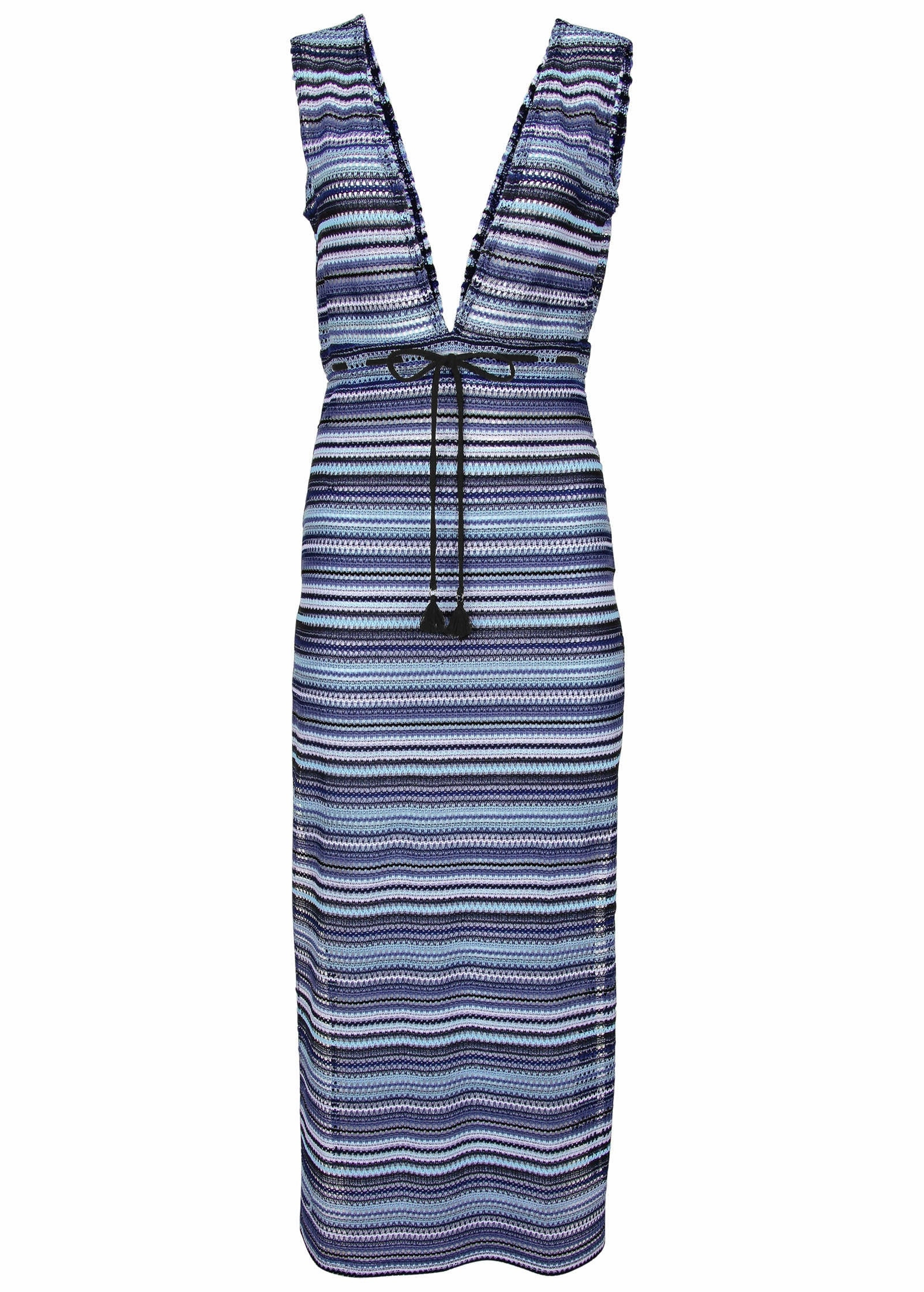 Crochet Maxi Cover-Up Dress - Navy Multi