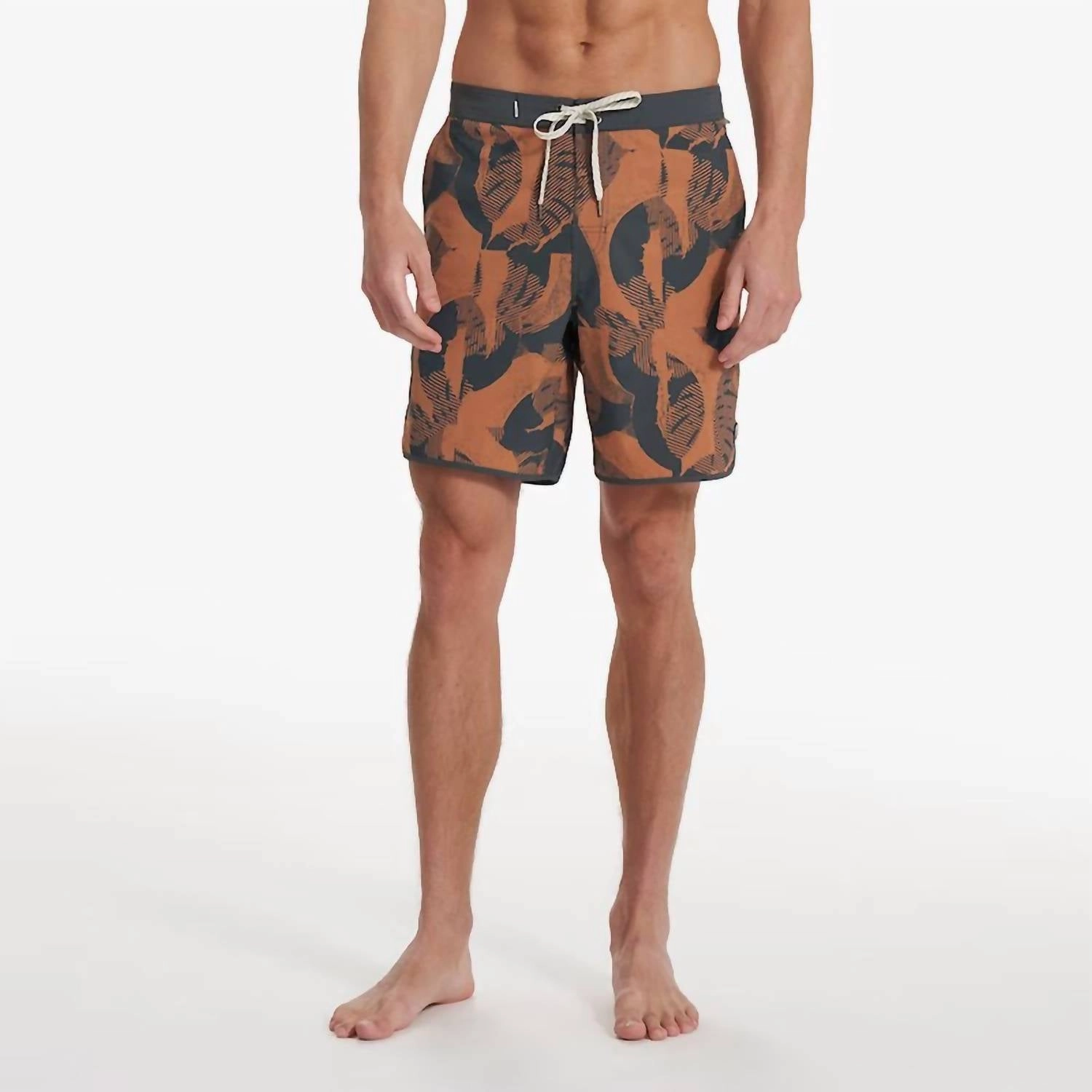 Cruise Boardshort In Palo Santo Deco mens full coverage swimwear, stylish mens swim trunks