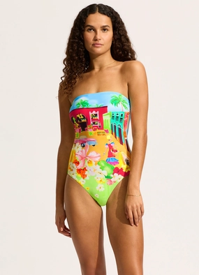 Cuba Bandeau One Piece - Turquoise affordable swimwear for women, chic swimsuits for women