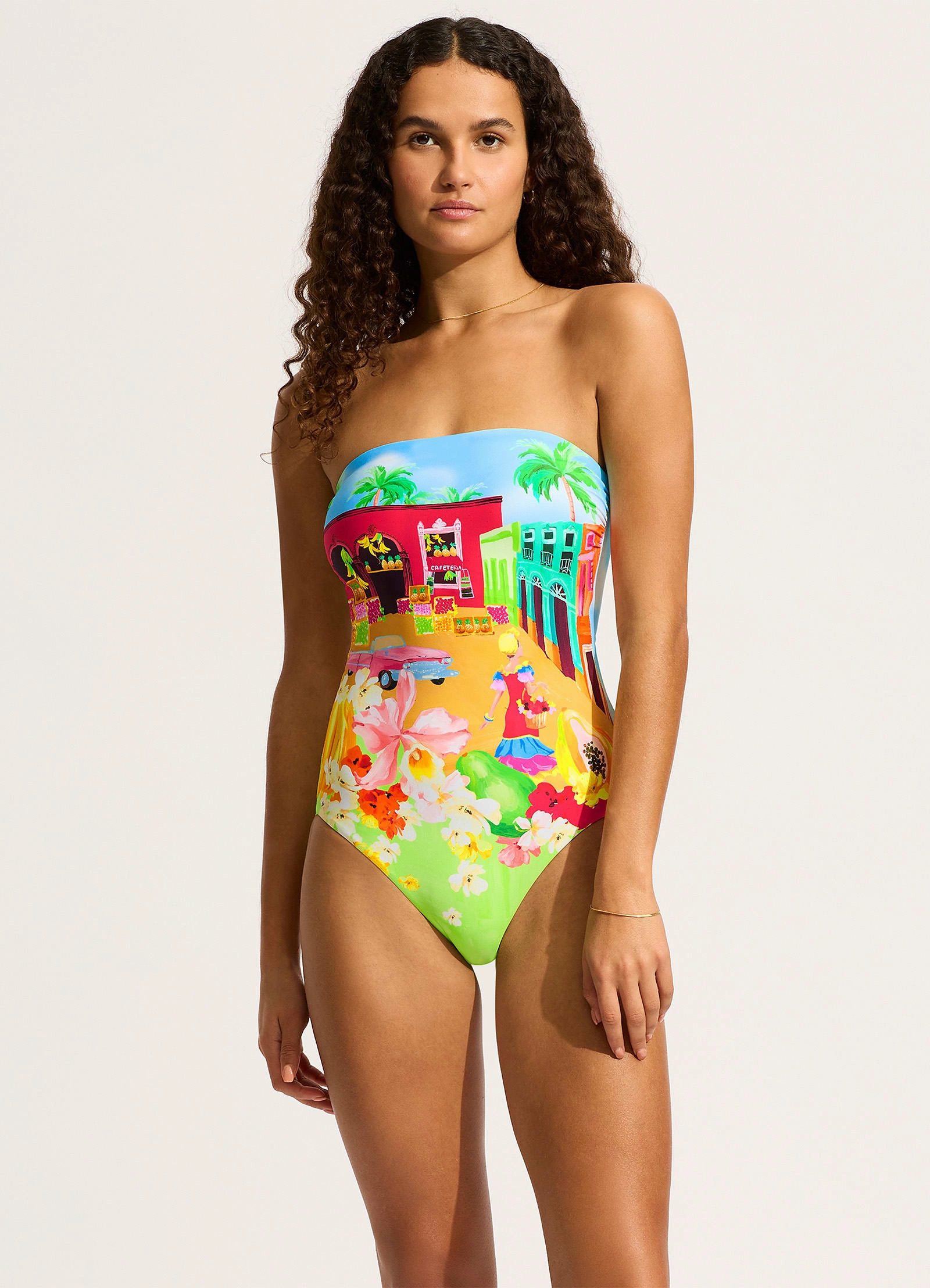 Cuba Bandeau One Piece - Turquoise affordable swimwear for women, chic swimsuits for women