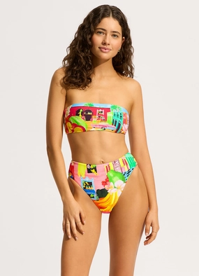 Cuba High Rise Bikini Bottom - Turquoise push up bikinis women, sporty womens bikini sets