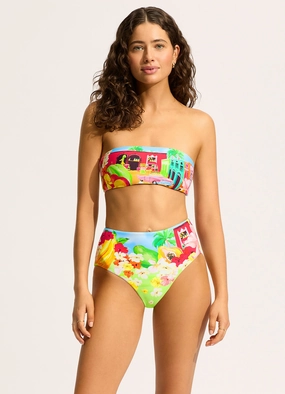 Cuba High Waisted Bikini Bottom - Turquoise push up bikinis women, sporty womens bikini sets