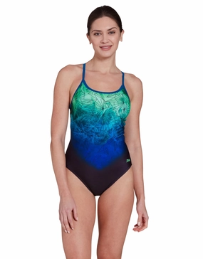 Cyber Sprintback Swimsuit - Black/Blue minimalistic swimsuits women, sleek swimwear styles