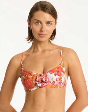 Daisyfield Balcony Bikini Top - Coral full coverage swim tops, cute bikini tops
