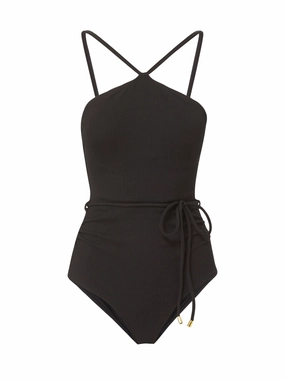 Daphne One Piece Black Texture high waist swimwear women, swimsuit for women beachwear