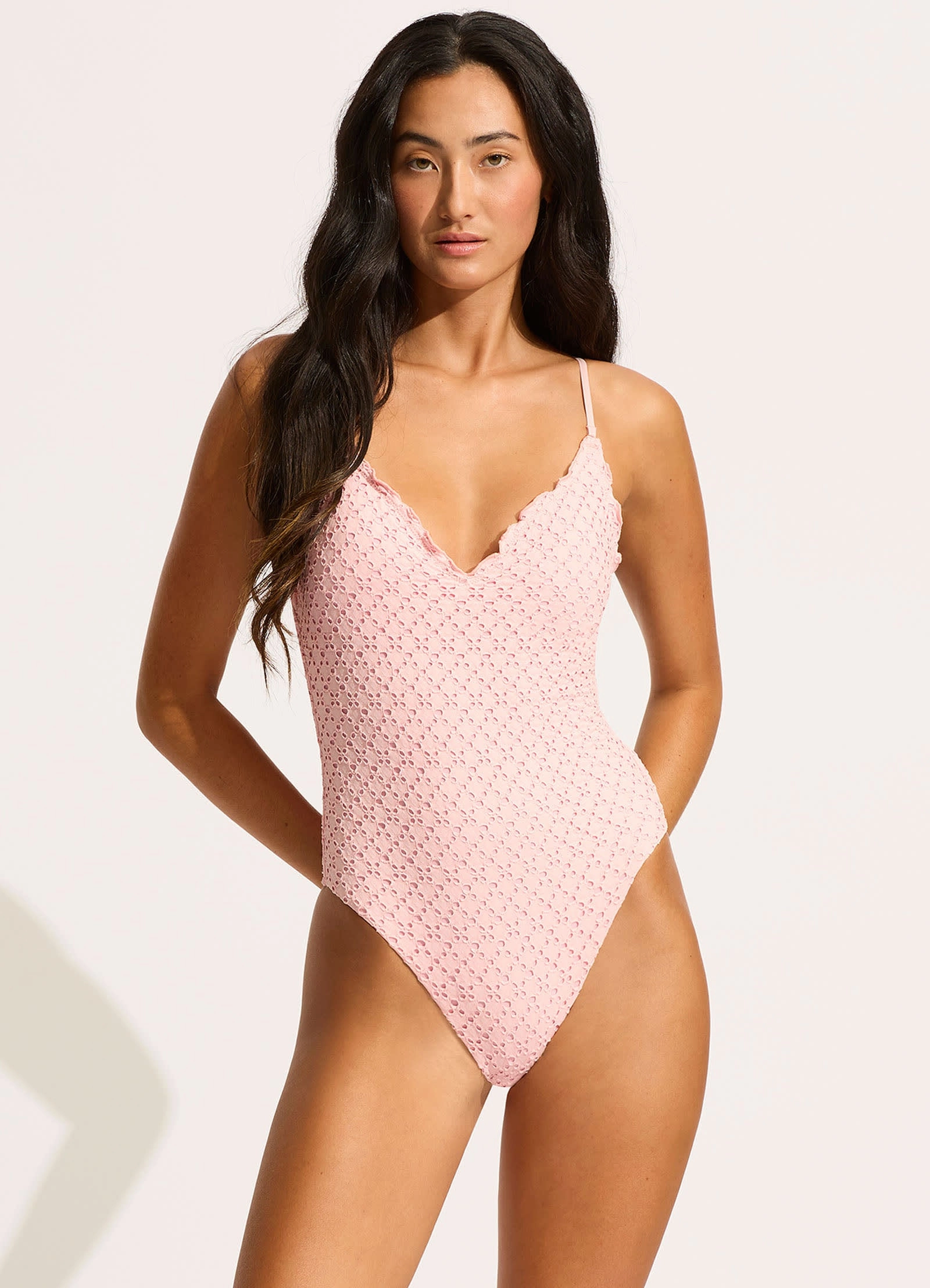 Daydreamer V Neck One Piece - Dusty Pink affordable swimwear for women, chic swimsuits for women