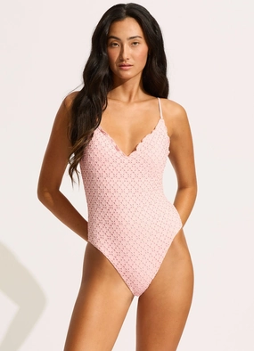 Daydreamer V Neck One Piece - Dusty Pink affordable swimwear for women, chic swimsuits for women