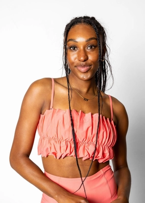 Deep Coral | Oversized Ruffle Top tankini swim tops, adjustable bikini tops