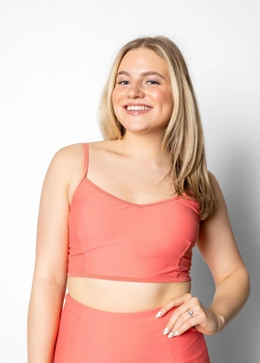 Deep Coral | V'D Crop Top tankini swim tops, adjustable bikini tops