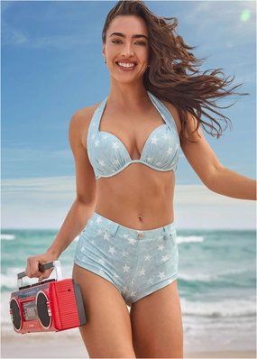 Denim Swim Short - Denim Star modest swim bottoms women, comfortable bikini bottoms
