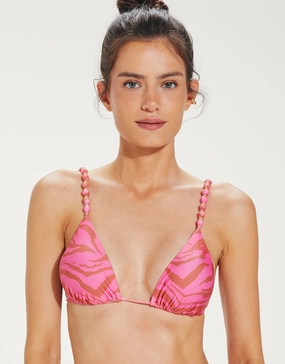 Diani Beads Parallel Tri Bikini Top - Pink full coverage swim tops, cute bikini tops