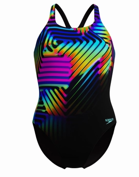 Digital Placement Medalist Swimsuit - Black/Multi minimalistic swimsuits women, sleek swimwear styles