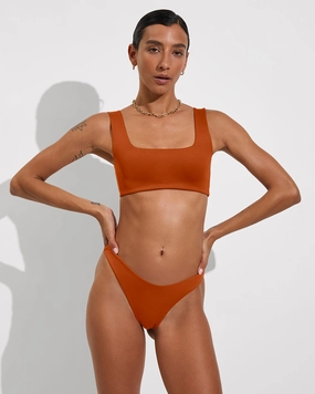 Dip Bottom - Bronze sleek design swimwear for women, minimalist swim styles