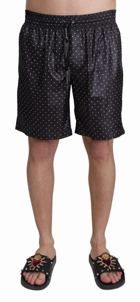 Dolce & Gabbana Chic Polka Dot Men's Swim Men's Trunks mens full coverage swimwear, stylish mens swim trunks