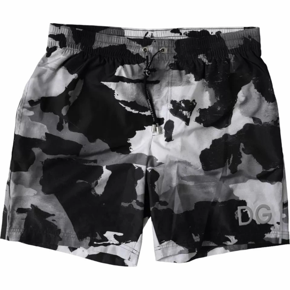 Dolce & Gabbana multi Camouflage DG Logo Beachwear Shorts Men's Swimwear mens full coverage swimwear, stylish mens swim trunks