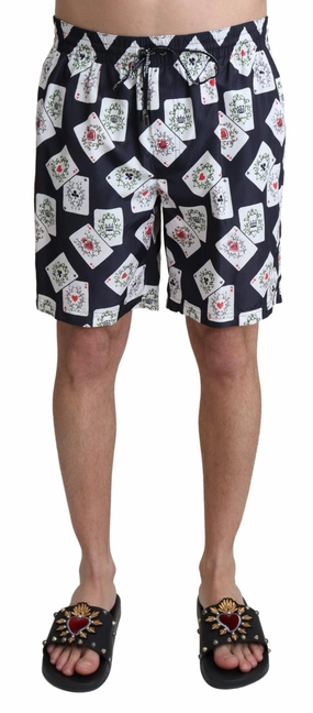 Dolce & Gabbana multi Card Deck Printed Swim Men's Trunks mens full coverage swimwear, stylish mens swim trunks