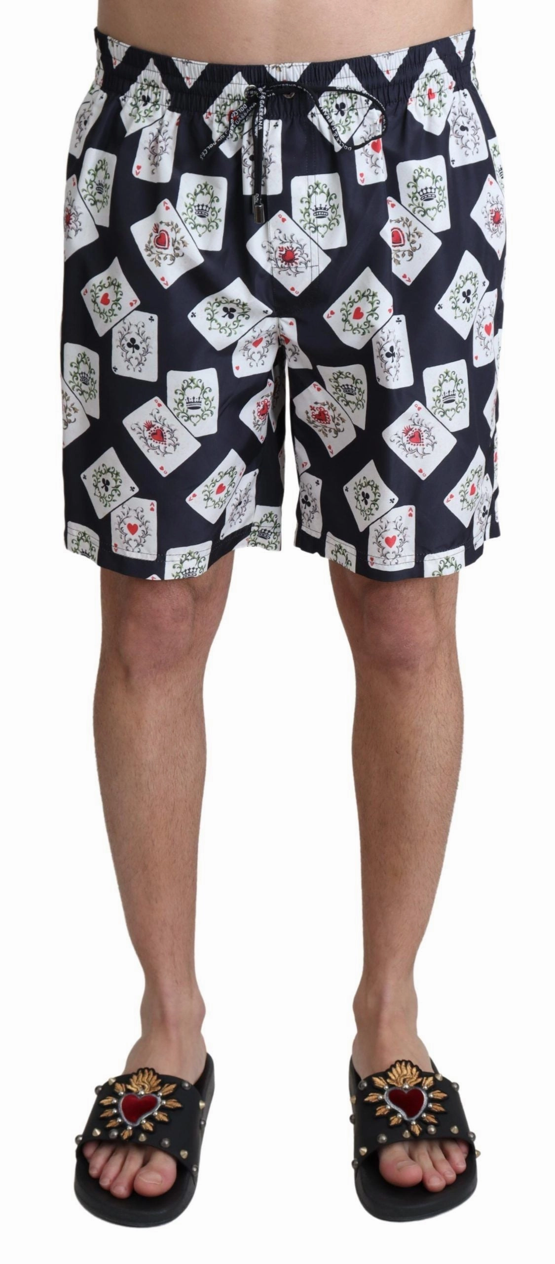 Dolce & Gabbana multi Card Deck Printed Swim Men's Trunks mens full coverage swimwear, stylish mens swim trunks
