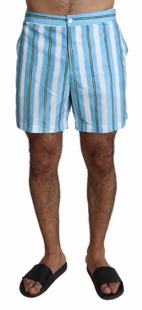 Dolce & Gabbana Striped Elegance Swim Men's Shorts mens full coverage swimwear, stylish mens swim trunks