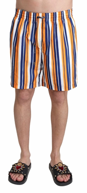 Dolce & Gabbana Striped Swim Shorts Men's Trunks mens full coverage swimwear, stylish mens swim trunks