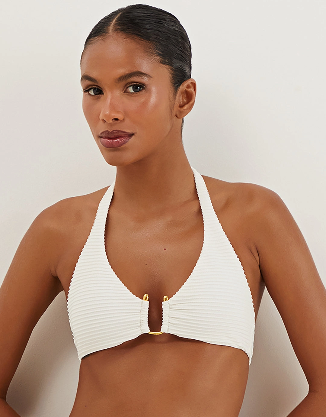 Dune Jill Alanna Bikini Top - White full coverage swim tops, cute bikini tops