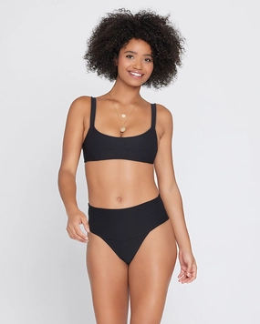 Eco Chic Repreve Jess Bikini Top - Black halter swim tops, wireless bikini tops