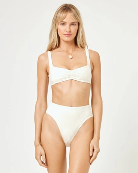 Effie Bikini Top - Cream halter swim tops, wireless bikini tops