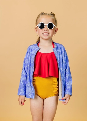 Elegant Floral | Mini Rashguard Top (Unisex) girls full coverage swimwear, kids swimwear for pool