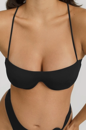 Eliza Top - Black soft fabric swimwear women, resort swimwear for ladies