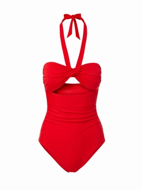 Ella One Piece Cherry Red high waist swimwear women, swimsuit for women beachwear