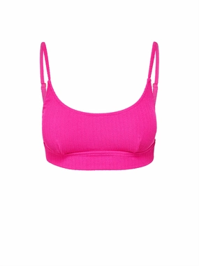 Erika Top Shocking Pink Textured Stripe high waist swimwear women, swimsuit for women beachwear