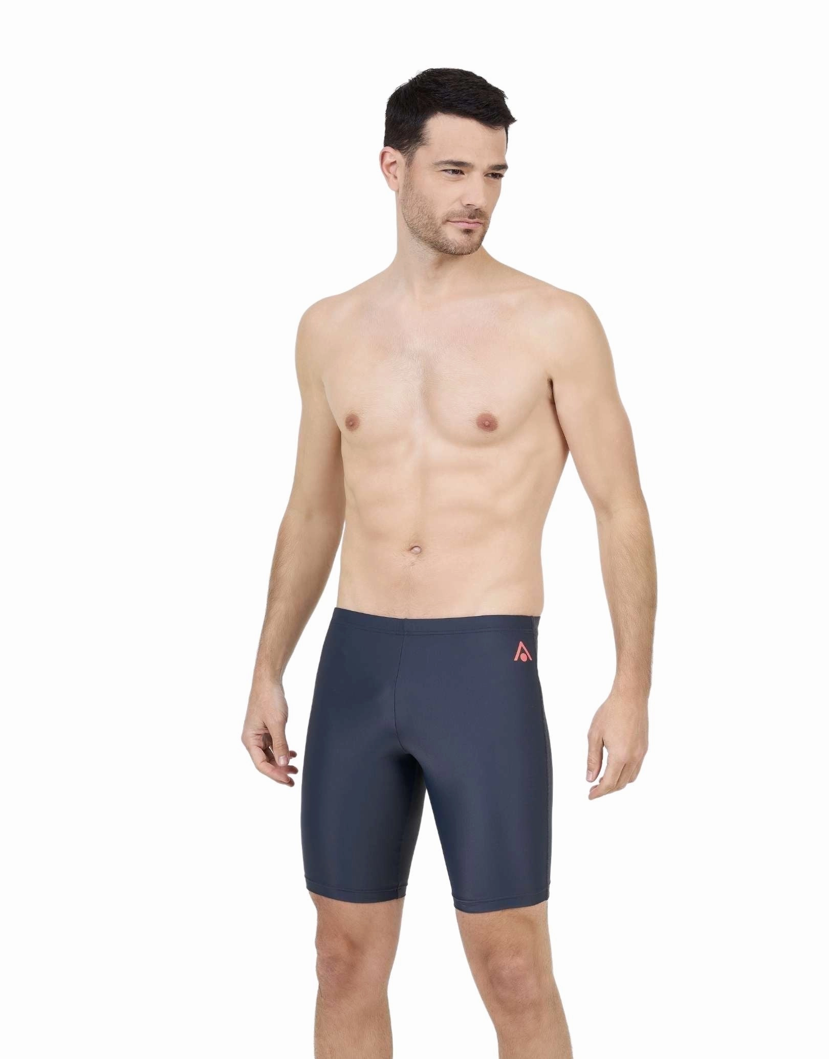 Essential Mens Jammer - Dark Grey/Coral casual mens swimwear, affordable swimwear for men