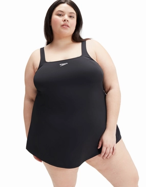 Essential Swim Dress - Black/Plus Size minimalistic swimsuits women, sleek swimwear styles