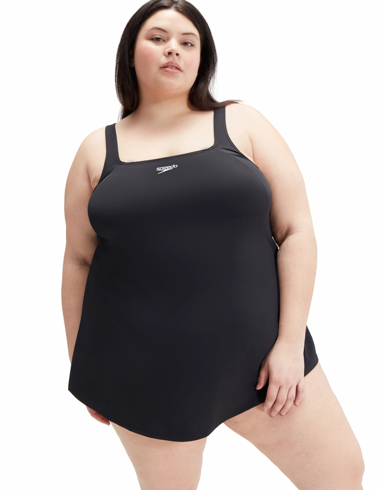 Essential Swim Dress - Black/Plus Size minimalistic swimsuits women, sleek swimwear styles