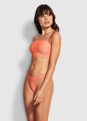 Essentials High Cut Pant - Papaya Punch affordable swimwear for women, chic swimsuits for women