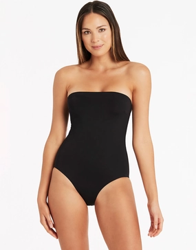 Essentials High Leg Bandeau Swimsuit - Black pool-ready swimwear for women, trendy swimwear collection