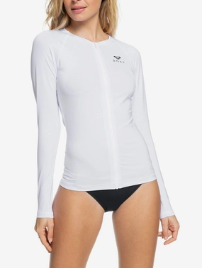 Essentials Zip Front II Long Sleeve Rashguard basic swimsuits for women, durable swimwear for ladies