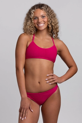 Europe Smocked Bikini Bottom - Dragon Fruit inclusive swimwear styles, all season swimwear options