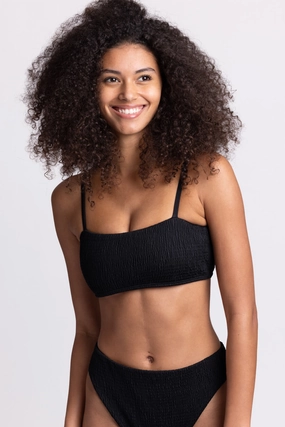 Eva Smocked Bikini Top - Black inclusive swimwear styles, all season swimwear options