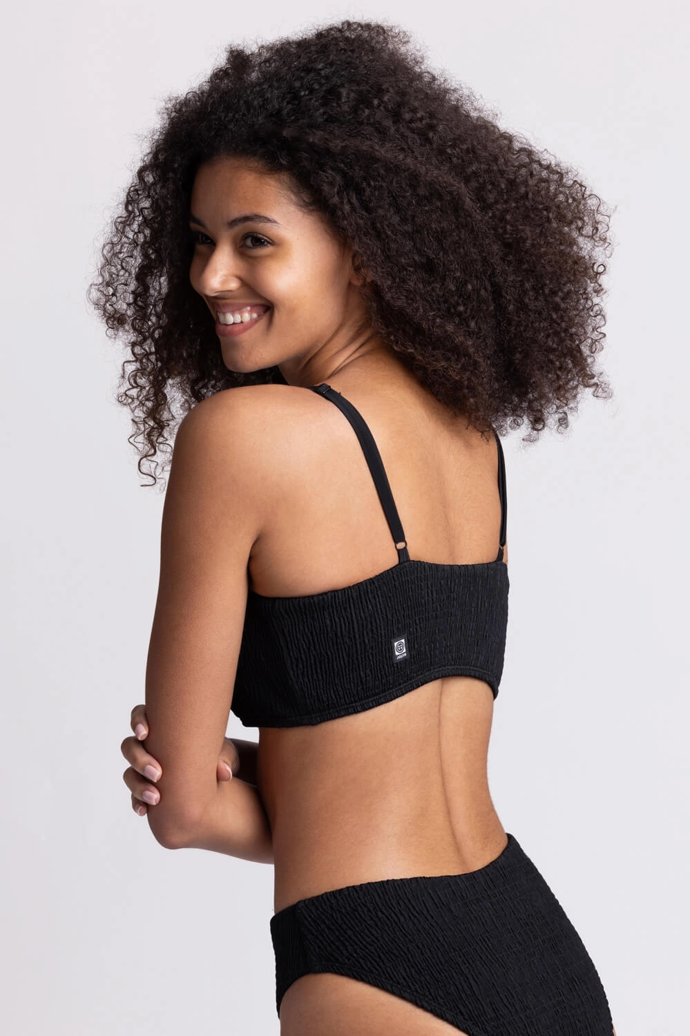 Eva Smocked Bikini Top - Black