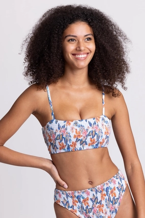 Eva Smocked Bikini Top - Flora Tiki inclusive swimwear styles, all season swimwear options